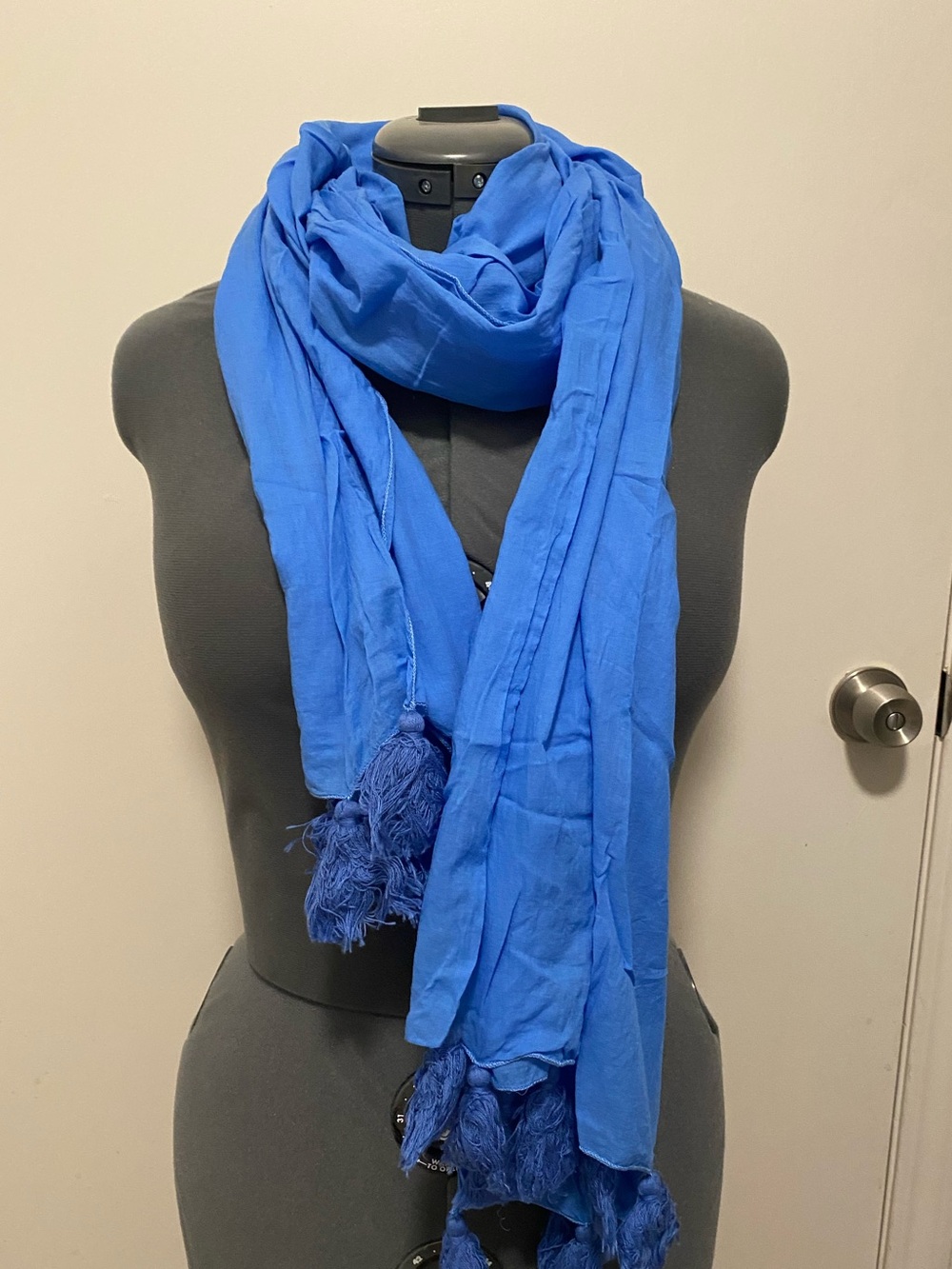 Scarf Shawl Blue Long Tassel